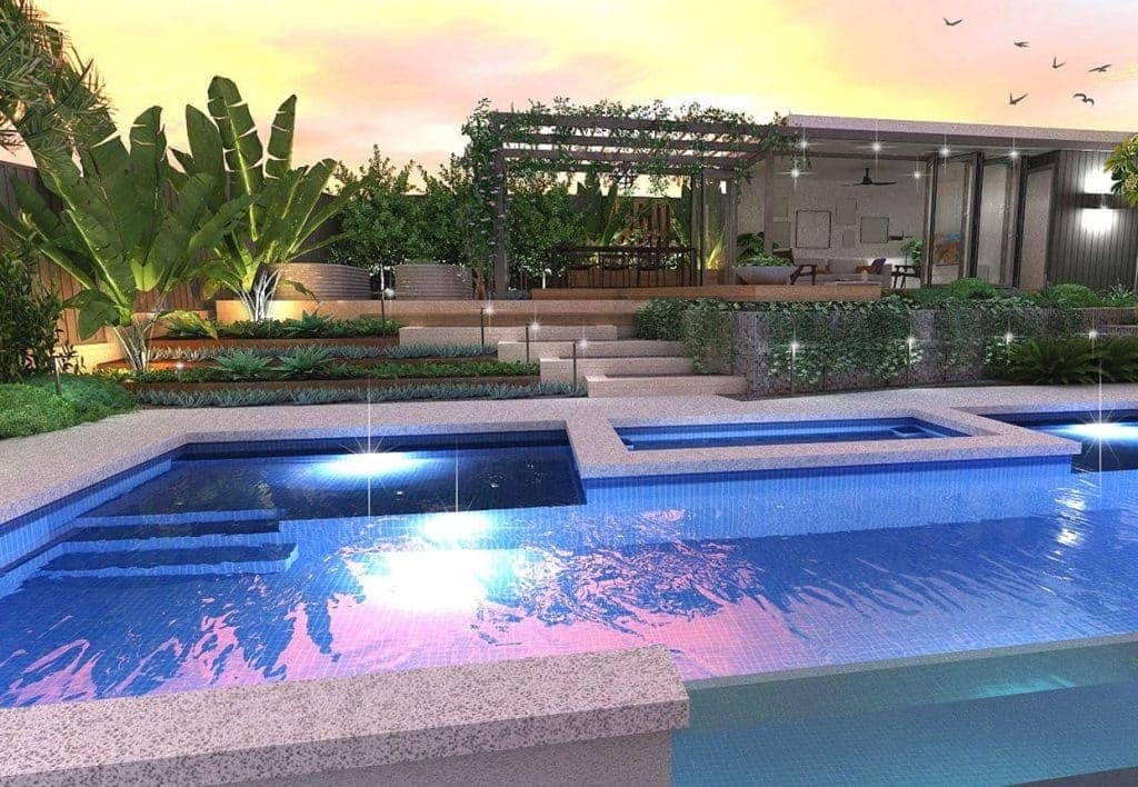 Pool landscaping with a resort style edge